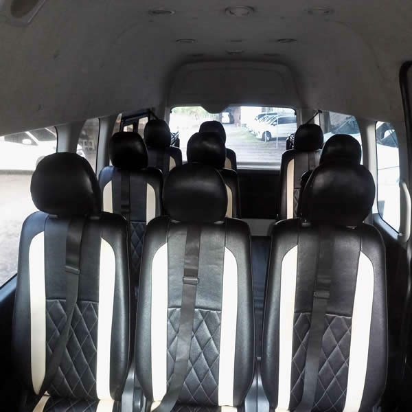 Kabin Toyota Hiace 14 seater untuk Antar Jemput Bandara Ngurah Rai (DPS) Denpasar Bali ke Cikarang Jawa Barat dan Carter Mobil